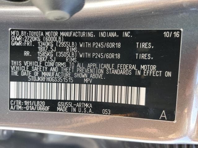 2016 Toyota Highlander XLE thumbnail 6