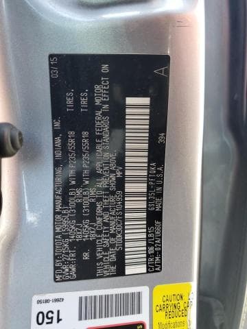 2015 Toyota Sienna Limited AWD thumbnail 4